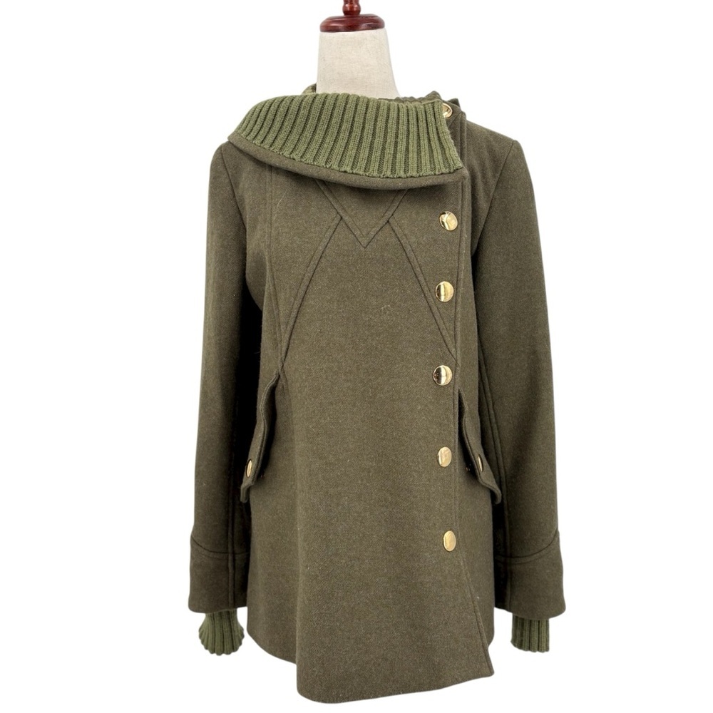 Lauren Moffatt Military Style Pea Coat Winter‎ Coat Green Small